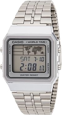 Casio A500WA-7D Vintage Unisex Wristwatch Digital Display Stainless Steel, Grey Band/Silver/34 millimeters