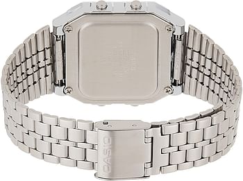 Casio A500WA-7D Vintage Unisex Wristwatch Digital Display Stainless Steel, Grey Band/Silver/34 millimeters