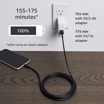 Lightning to USB Cable - Advanced Collection, MFi Certified Apple iPhone Charger, Black, 6-Foot (Durability Rated 10,000 Bends)