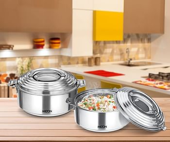 Milton Thermosteel Galaxia Casserole Steelplain 3.3 Liters 3500 ml - Silver