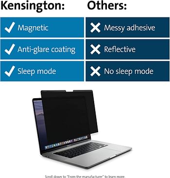 Kensington MP16 MacBook Pro Magnetic Privacy Screen for 2019 16" MacBook Pro (K52200WW)/16" MacBook Pro/Black