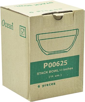 Ocean Stack Bowl 6Inch (15Cm) , Clear ,P00625, 6 Pc Set