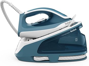 TEFAL Express Easy Steam Station, 1.7 Liters, Lock system, Blue / White, Ceramic Xpres Glide, SV6131G0