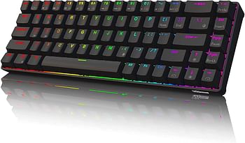 RK ROYAL KLUDGE Rk68 68 Keys Wired Mechanical Gaming Keyboard With Blue Switch, Black /Hot-Swappable Blue Switch