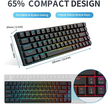 RK ROYAL KLUDGE Rk68 68 Keys Wired Mechanical Gaming Keyboard With Blue Switch, Black /Hot-Swappable Blue Switch