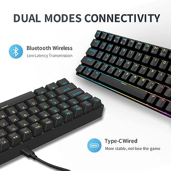 RK ROYAL KLUDGE Rk68 68 Keys Wired Mechanical Gaming Keyboard With Blue Switch, Black /Hot-Swappable Blue Switch