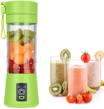 La Hestiare Portable Blender, Personal Size Blender Shakes and Smoothies, Mini Juicer Cup USB Rechargeable, Handheld Travel Blender Fruit Mixer 380ml (Green)