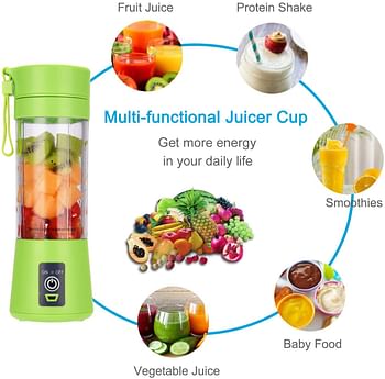 La Hestiare Portable Blender, Personal Size Blender Shakes and Smoothies, Mini Juicer Cup USB Rechargeable, Handheld Travel Blender Fruit Mixer 380ml (Green)