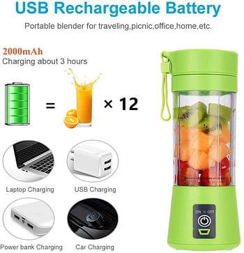 La Hestiare Portable Blender, Personal Size Blender Shakes and Smoothies, Mini Juicer Cup USB Rechargeable, Handheld Travel Blender Fruit Mixer 380ml (Green)