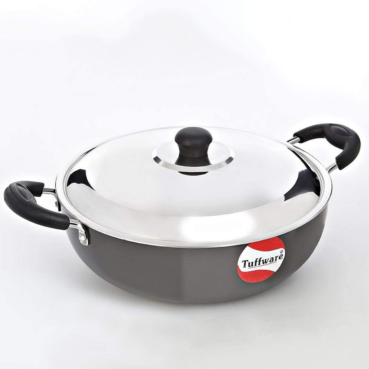 Tuffware Hard Anodised Deep Kadai With Lid 0.65Litre - Black