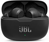 JBL Wave200 True Wireless Earbud Headphones, Deep Powerful Bass, 20H Battery, Dual Connect, Hand-Free Call, Voice Assistant, Comfortable Fit, IPX2 Sweatproof, Pocket Friendly - Black, JBLW200TWSBLK - One Size
