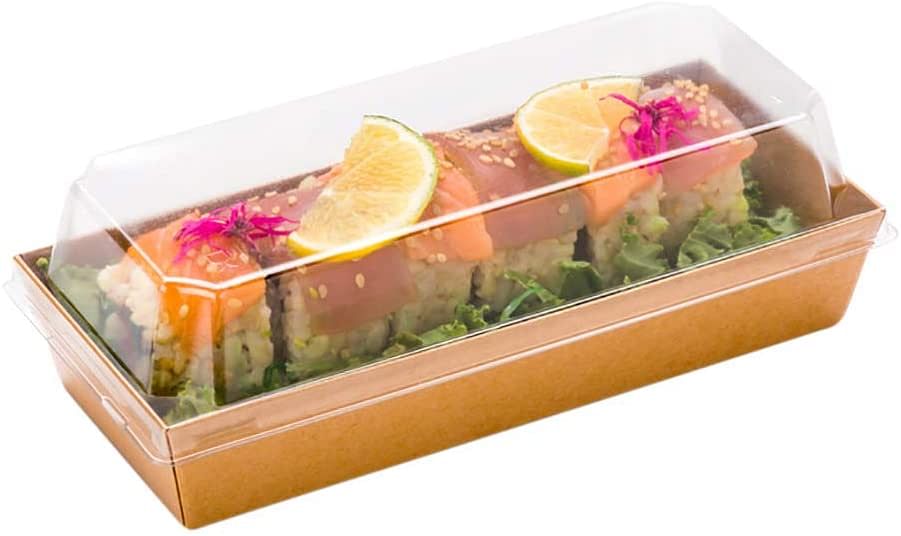 Restaurantware RWA0477C Vision Clear Plastic Lid - Fits Large Sushi Container - 100ct Box