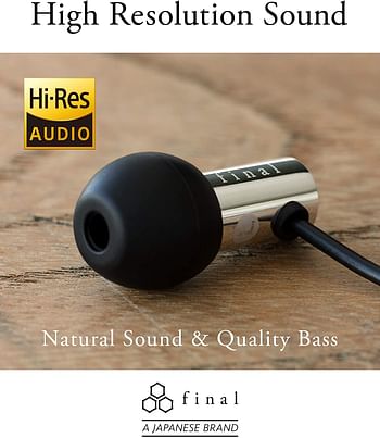 final E3000 in-Ear Headphones, Hi-Fi Sound Quality, Hires Certified, Award Winning, Stainless Steel Housing, 3.5mm Standard Plug, Natural Sound with Extended Bass, Designed in Japan -/Black