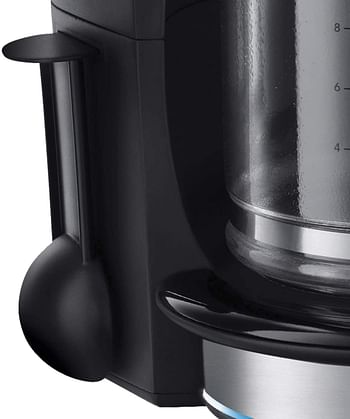 Russell Hobbs Buckingham Coffee Maker Filter Coffee Machine, 1.25 Litre 1000Watts Stainless Steel, Black/Silver -20680
