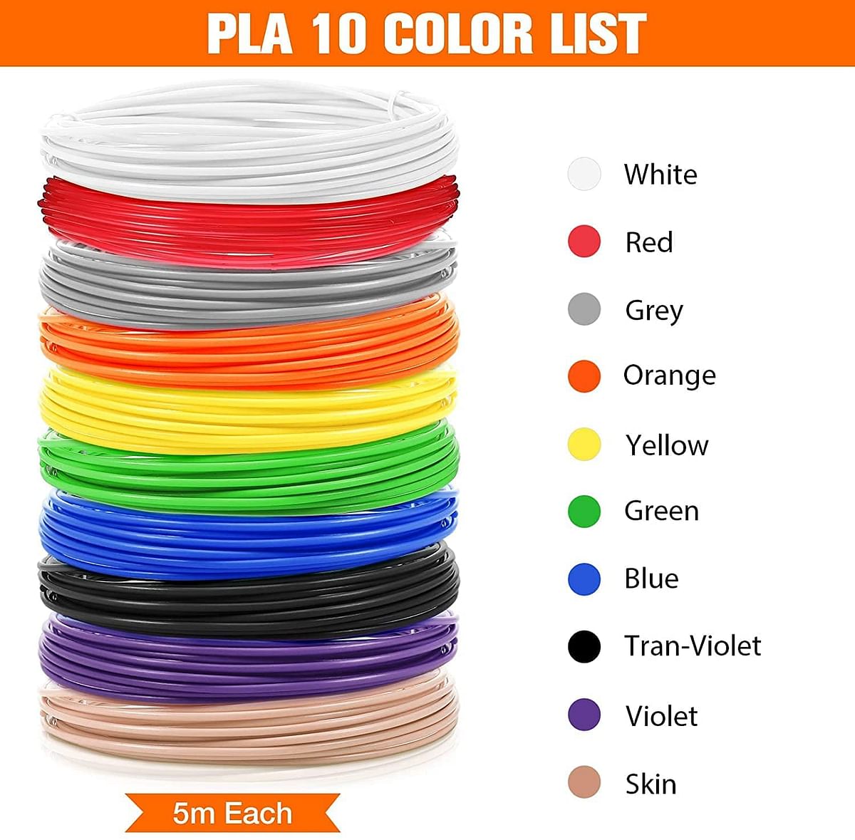 Mumoo Bear 10 Pieces 3D Pen Pla Filament Refills 10 Colors 3D Printer Filament Refills, 1.75 Mm Pla Filament Pack, Each Color 16.4 Feet, Total 164 Feet (Classic)