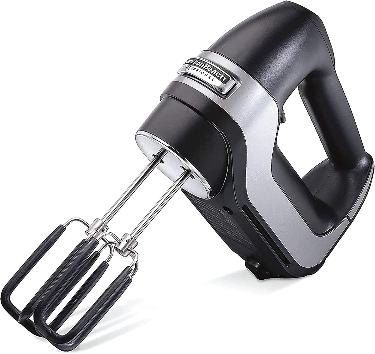 Hamilton Beach Professional 7-Speed Electric Hand Mixer with Digital Display, Quiet DC Motor, Beater, Whisk, Dough Hook, Snap-On Storage Case, 200 watts, Black, 62655-SA /Black/One Size