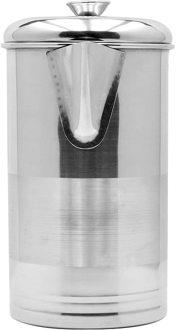 Vinod Vpi003 Water Jug With Lid, H 14.4 X W 26.2 X D 14.4 Cm, Stainless Steel /Silver/2 Liters