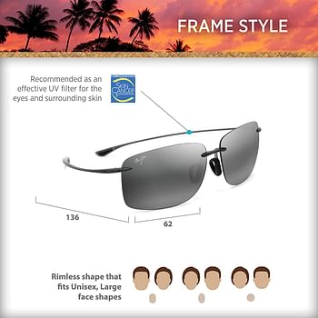 Maui Jim Hema Polarized Rimless Sunglasses Neutral Grey/Grey Matte-Neutral Grey Polarized