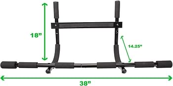 Mind Reader Blk Grip Chin-Up/Pull Full Body Trainer Doorway Heavy-Duty Multi-Purpose Workout Bar For Home Gym, Perfect For Pushups, Pullups And More, Black/one size
