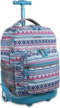 J World New York Sunrise Rolling Backpack, Mint Tribal/One size