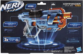 Nerf Elite 2.0 Commander RD 6 Blaster, 12 Official Nerf Darts, 6 Dart Rotating Drum, Tactical Rails, Barrel and Stock Attachment Points, Multicolour, E9485, 6.7 x 36.2 x 24.1 cm