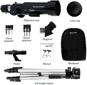 Celestron Travel Scope 70 Portable Telescope, Black