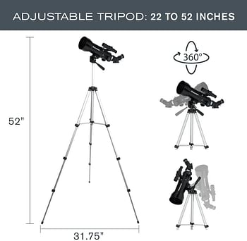 Celestron Travel Scope 70 Portable Telescope, Black