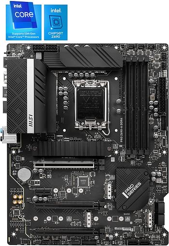 MSI PRO Z690-A WiFi DDR4 ProSeries Motherboard ATX 12th Gen Intel Core LGA 1700 Socket DDR4 PCIe 4 CFX M.2 Slots Wi-Fi 6E, Black