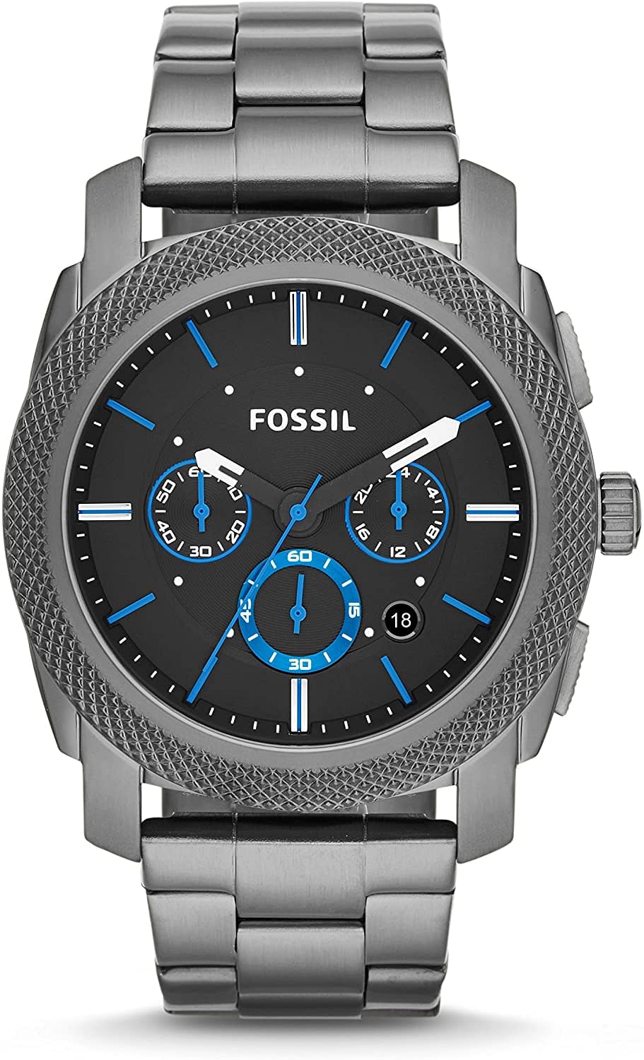 Fossil Men's Mega Machine Quartz Stainless Steel Chronograph Watch /Smoke/One Size