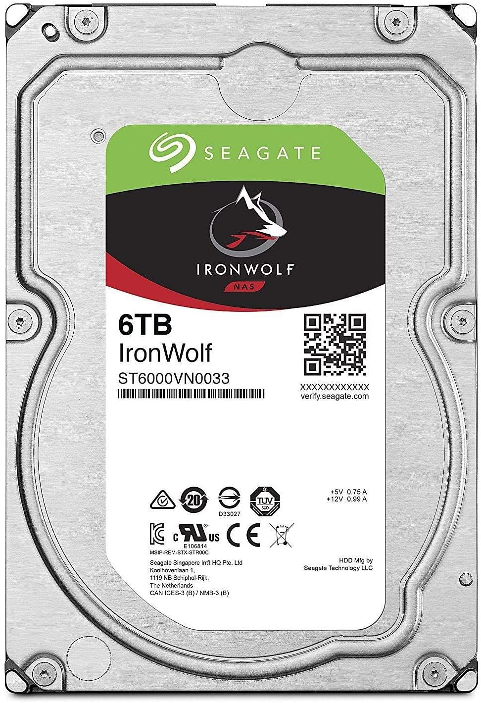 Seagate 6TB IronWolf NAS SATA 6Gb/s NCQ 128MB Cache 3.5-Inch Internal Hard Drive-ST6000VN0033 - Multicolor