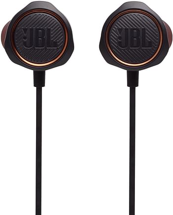 JBL Quantum 50 Wired In-Ear Gaming Headset with Volume Slider Mic Mute Inline Voice-Focus Mic Realistic Soundstage Twistlock Technology Ultra-Soft Silicon PC and Consoles Compatible One Size - Black