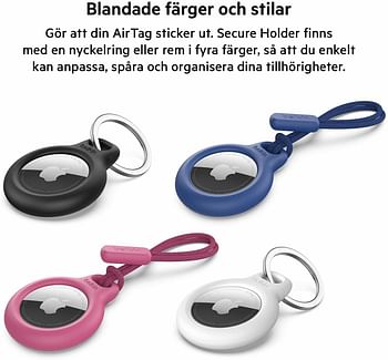 Belkin AirTag Case with Key Ring (Secure Holder Protective Cover for Air Tag with Scratch Resistance Accessory) /Keychain/Black