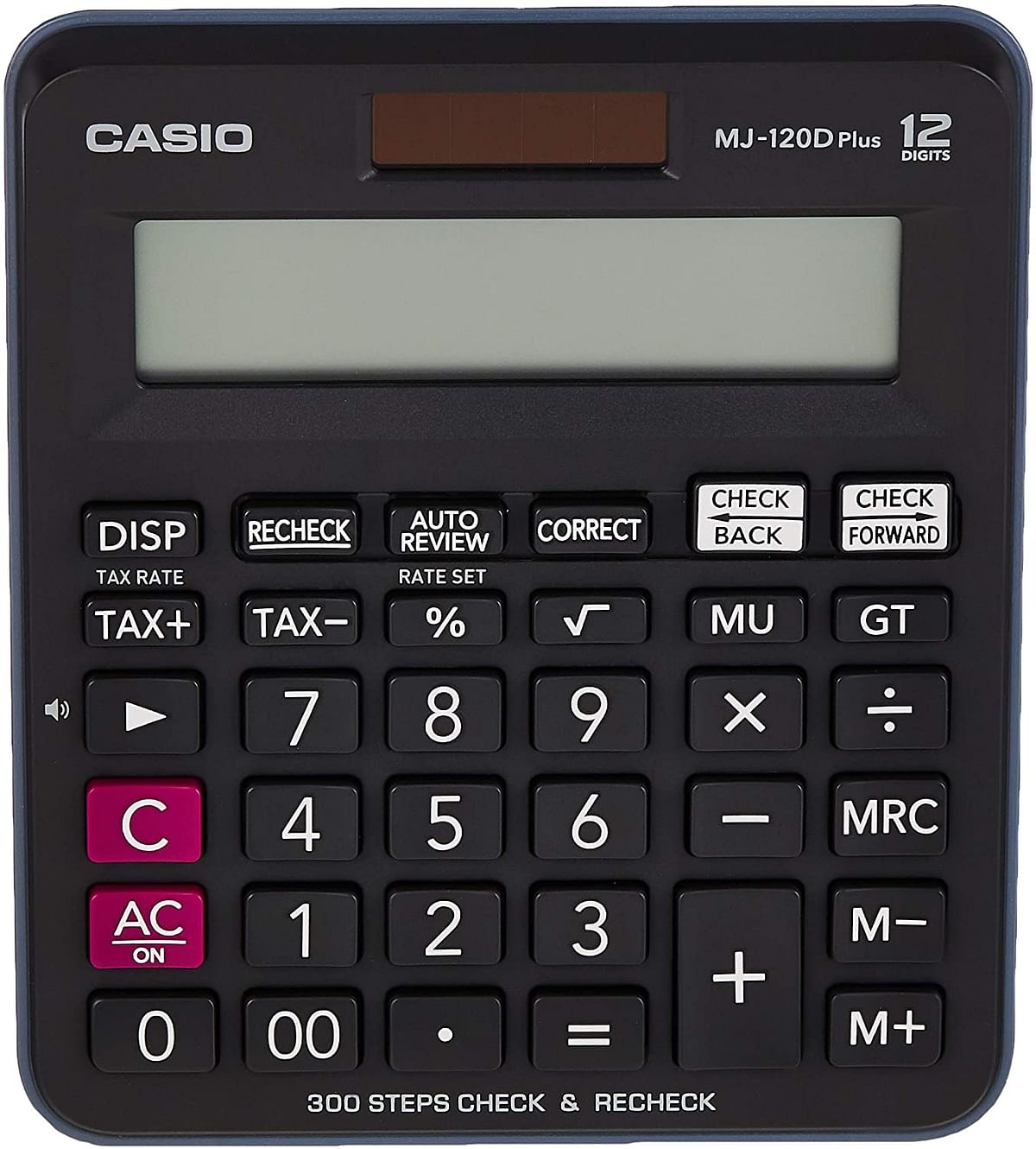 Casio MJ-120D Plus - BK, 300 Steps Check and Correct, Desktop Calculator with Tax & GT Keys/One Size/Black