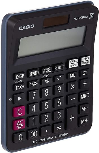 Casio MJ-120D Plus - BK, 300 Steps Check and Correct, Desktop Calculator with Tax & GT Keys/One Size/Black