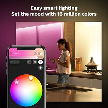 Philips 929002269105 Hue Uae Lightstrip Plus V4 Apr 2M Base Kit White And Colour Ambiance Bluetooth & Zigbee Compatible Hue Bridge Optional,Works With Alexa & Google Assistant/White