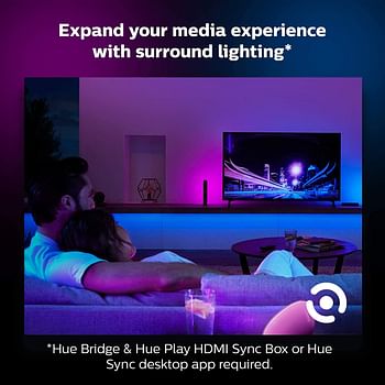 Philips 929002269105 Hue Uae Lightstrip Plus V4 Apr 2M Base Kit White And Colour Ambiance Bluetooth & Zigbee Compatible Hue Bridge Optional,Works With Alexa & Google Assistant/White