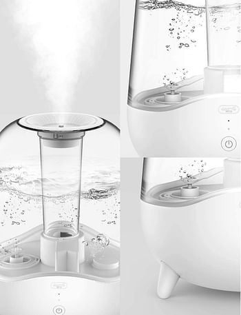 Deerma 5L Crystal Clear Ultrasonic Cool Mist Humidifier for Bedroom, Large Room, Office, Baby with Transparent Water Tank, Auto Shut Off, Adjustable Mist Volume, Whisper Quiet, Lasts 24 Hours/One Size/White