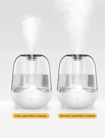 Deerma 5L Crystal Clear Ultrasonic Cool Mist Humidifier for Bedroom, Large Room, Office, Baby with Transparent Water Tank, Auto Shut Off, Adjustable Mist Volume, Whisper Quiet, Lasts 24 Hours/One Size/White