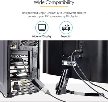 StarTech.com DVI to DisplayPort Adapter - USB Power - 1920 x 1200 - DVI to DisplayPort Converter - Video Adapter - DVI-D to DP (DVI2DP2)/One Size/Black