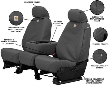 Covercraft Carhartt SeatSaver Front Row Custom Fit Seat Cover for Select Jeep Wrangler/Wrangler JK Models - Duck Weave (Gravel) - SSC2468CAGY , /Gravel/One Size