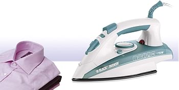 Black+Decker 1750W Vertical Steam Iron with Self Clean, Green/White - X1600 - B5,