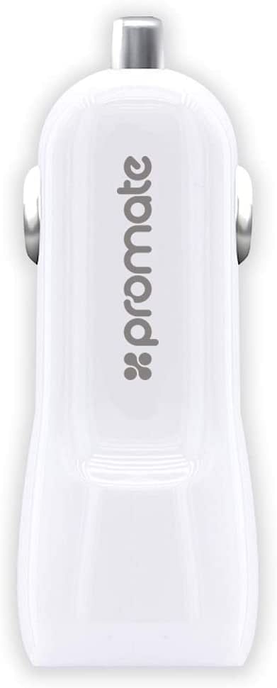 Promate Vivid 3100 mAh Dual USB Car Charger for Mobile Phones, White, vivid.white