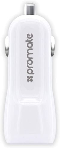 Promate Vivid 3100 mAh Dual USB Car Charger for Mobile Phones, White, vivid.white