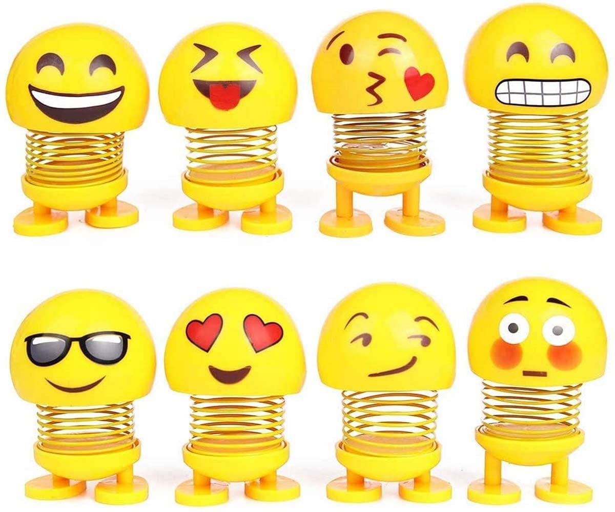 Sulfar Samdone spring Emoji Shaking Head Dolls Dancing Nodding Toys Theme Party Favors Car Dashboard Table Decoration 1pc Style Random - Yellow