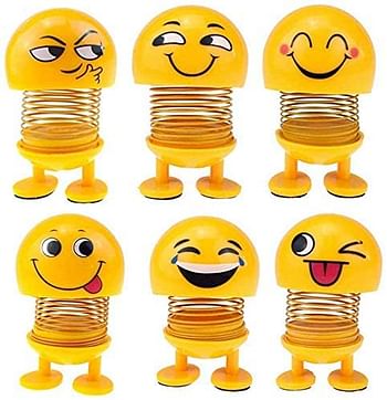 Sulfar Samdone spring Emoji Shaking Head Dolls Dancing Nodding Toys Theme Party Favors Car Dashboard Table Decoration 1pc Style Random - Yellow