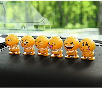 Sulfar Samdone spring Emoji Shaking Head Dolls Dancing Nodding Toys Theme Party Favors Car Dashboard Table Decoration 1pc Style Random - Yellow