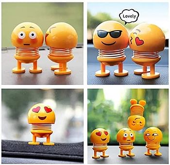 Sulfar Samdone spring Emoji Shaking Head Dolls Dancing Nodding Toys Theme Party Favors Car Dashboard Table Decoration 1pc Style Random - Yellow