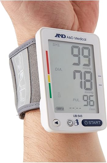 A&D Correct Position Guidance Wrist Blood Pressure Monitors, White - UB-543/White/One size