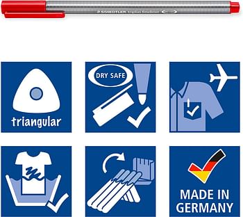 مجموعة أقلام ستيدلر تريبلس لخط رفيع - مثلثة الشكل - 60 لونا زاهيا - رأس مغلف بالمعدن - رفيع للغاية - عرض الخط تقريبا. 0.3 مم، 334 C60