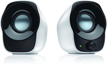 Logitech Z120 Compact PC Stereo Speakers, 3.5mm Audio Input, USB Powered, Integrated Controls, Cable Management Solution, Computer/Smartphone/Tablet/Music Player - White/Black